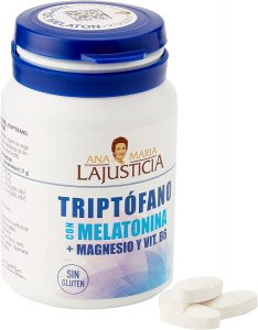 Ana Maria Lajusticia - Triptófano con melatonina + magnesio + VIT B6 – 60 comprimidos. Induce al sueño y mejora la calidad del sueño. Apto para veganos. Envase para 30 días de tratamiento